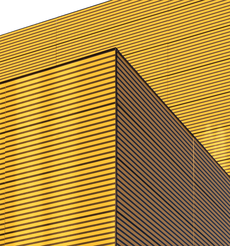 Modern architectural detail with yellow striped pattern